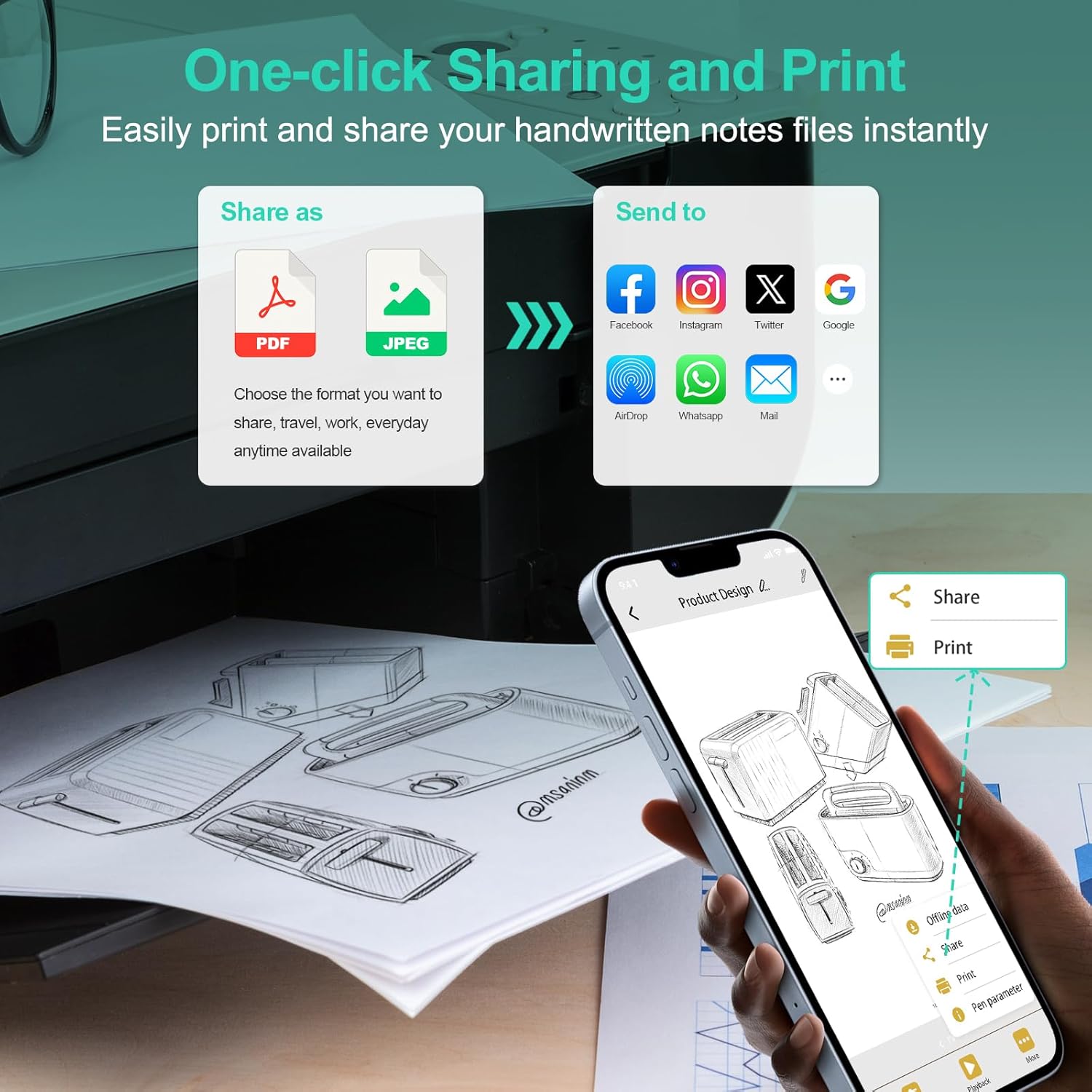 Smart Pen and Notebook - Smartpen Writing Set, Digital Smart Pens for Note Taking, Real-Time Sync for Digitizing, Storing, and Sharing Paper Notes, Compatible with Ipad, Iphone and Android Smartphone
