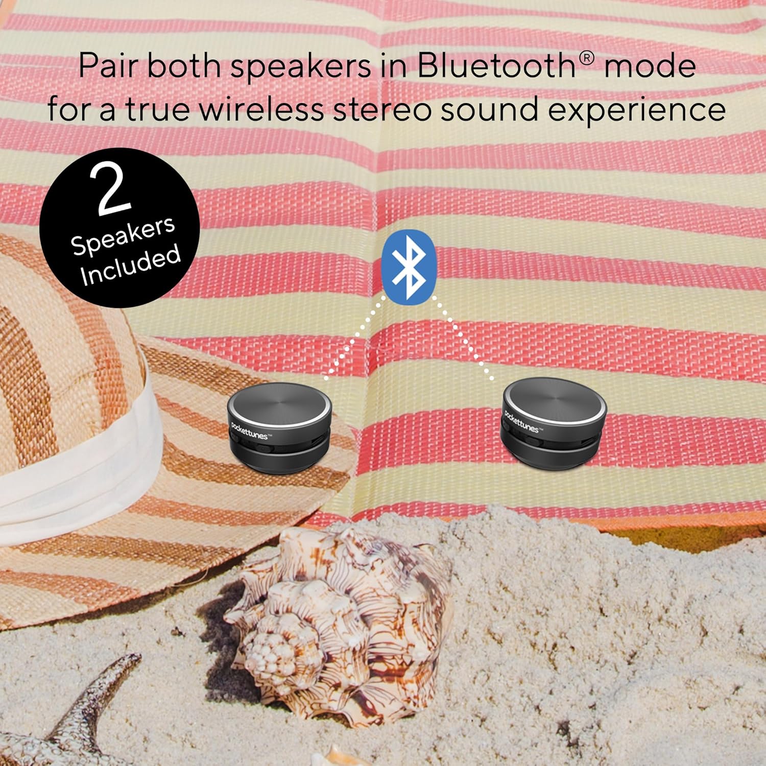 Bluetooth Speaker, Bone Conduction Portable Wireless Speaker with Louder Volume, Crystal Clear Sound, Rich Bass, Mini Music Player for Home, Outdoor, Party Pack of 2 (Black)